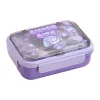 Purple cartoon PP material lunch box with leak-proof design, portable lunch box for kindergarten midday rest Item Picture